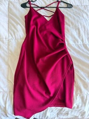 Charlotte Russe Magenta Ruched Wrap-Style Mini Dress